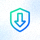 安全下载中心 Logo - 绿色盾牌与向下箭头组合